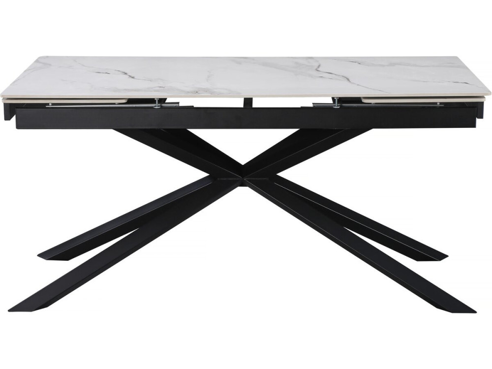 Table à manger extensible en céramique 6 à 10 personnes "Celeste" - Blanc marbré gris