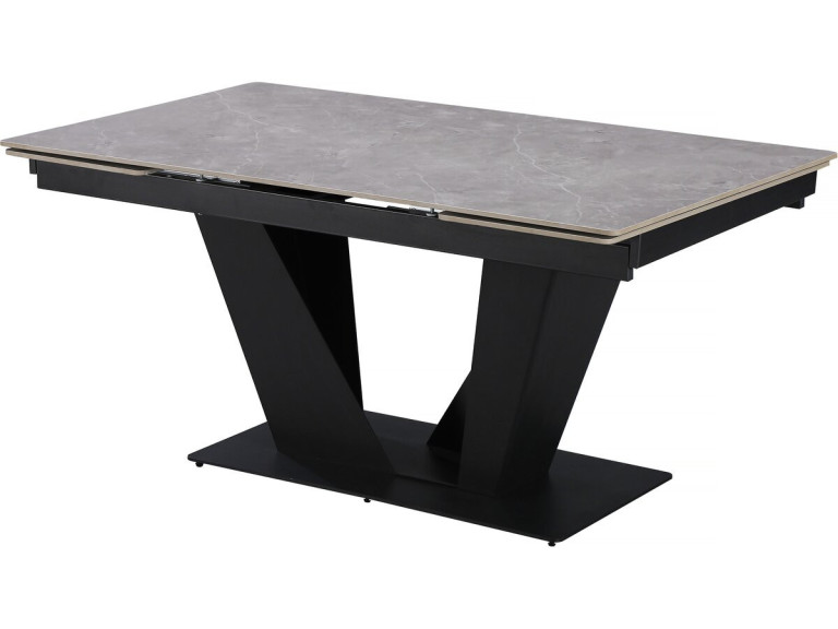 Table à manger extensible en céramique - 160/240 cm - 6 à 10 personnes "Nova" - Gris marbré