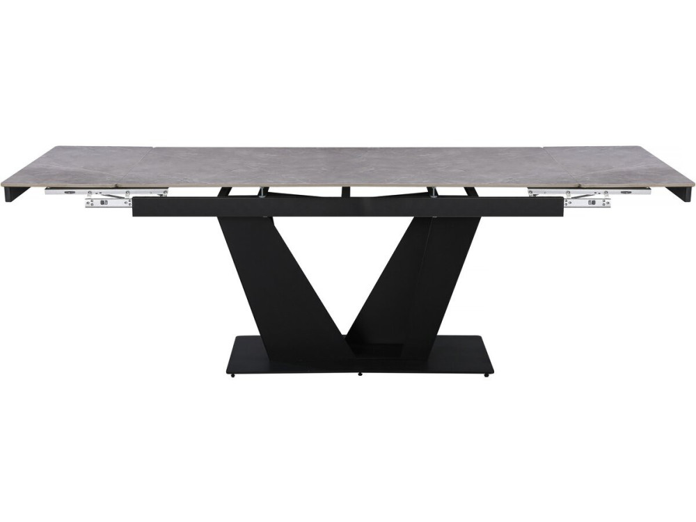 Table à manger extensible en céramique - 160/240 cm - 6 à 10 personnes "Nova" - Gris marbré