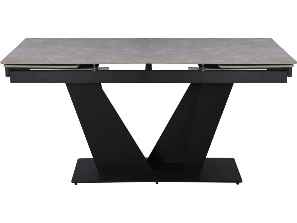 Table à manger extensible en céramique - 160/240 cm - 6 à 10 personnes "Nova" - Gris marbré