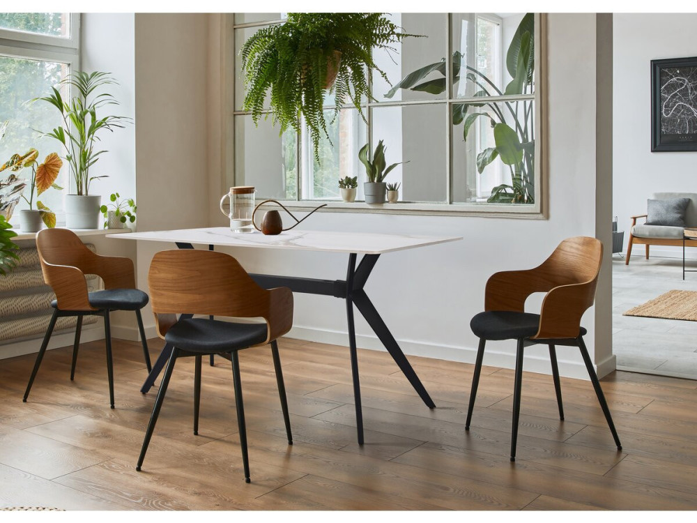 Table à manger en céramique "Boreal" - 4 à 6 personnes - 160 cm - Blanc