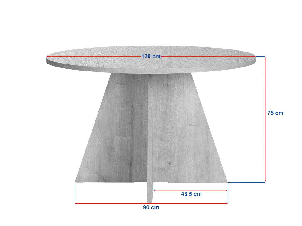 Table à manger en bois "Virella" - 120 x 120 x 75 cm - Travertin