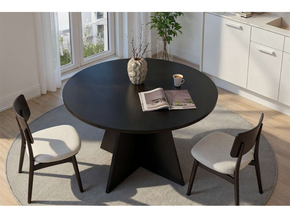 Table à manger en bois "Virella" - 120 x 120 x 75 cm - Bois Noir