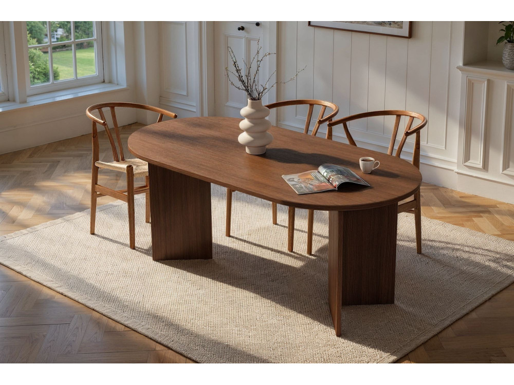 Table à manger en bois "Sablin" - 180 x 89 x 75 cm - Noyer