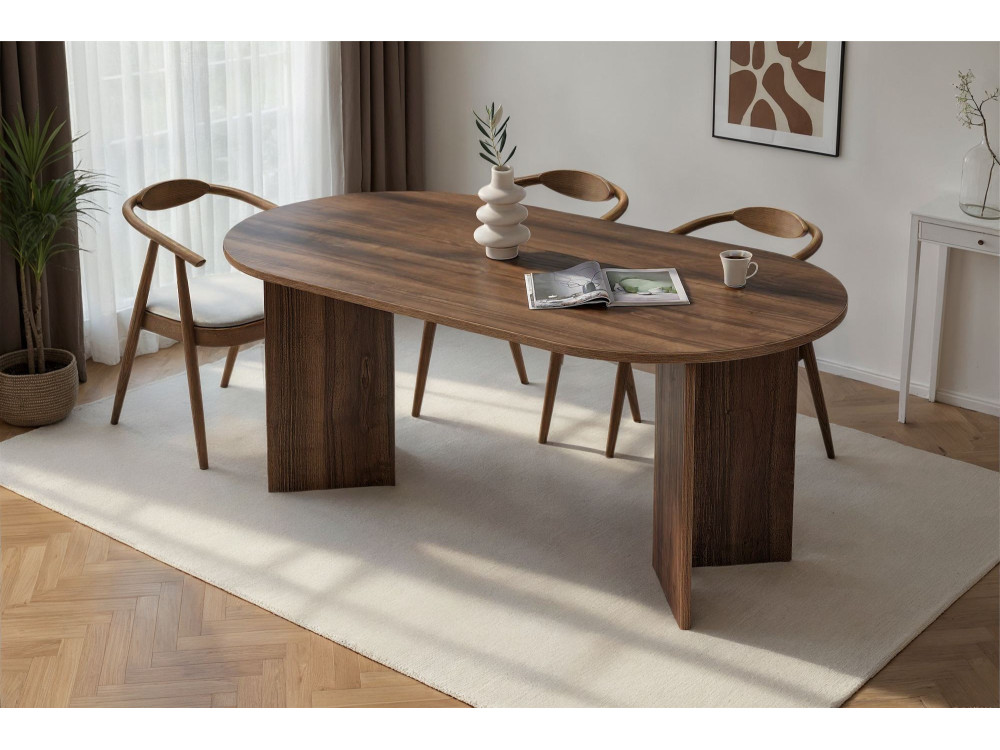 Table à manger en bois "Sablin" 180 x 90 x 75 cm - Noyer