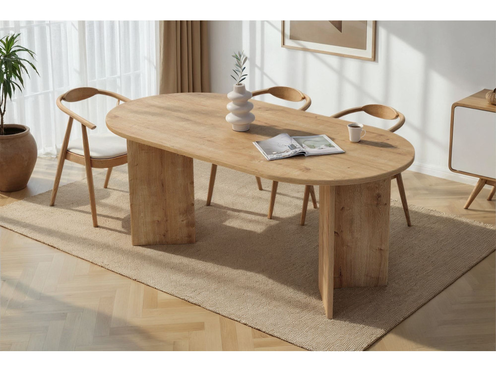Table à manger en bois "Sablin" 180 x 90 x 75 cm - Chêne saphir