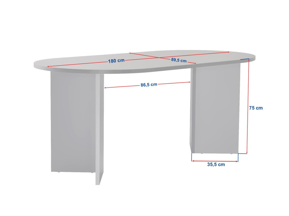 Table à manger en bois "Sablin" 180 x 90 x 75 cm - Travertin