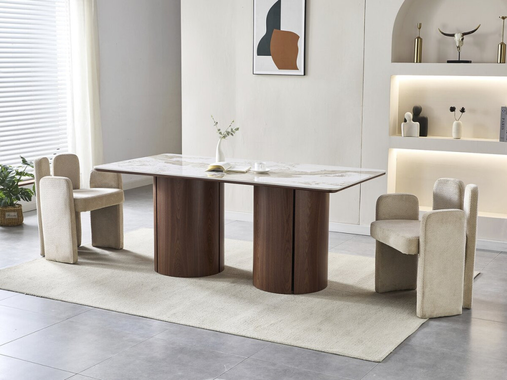 Table à manger rectangulaire en céramique pendora "Milano" - 6 places - Marron