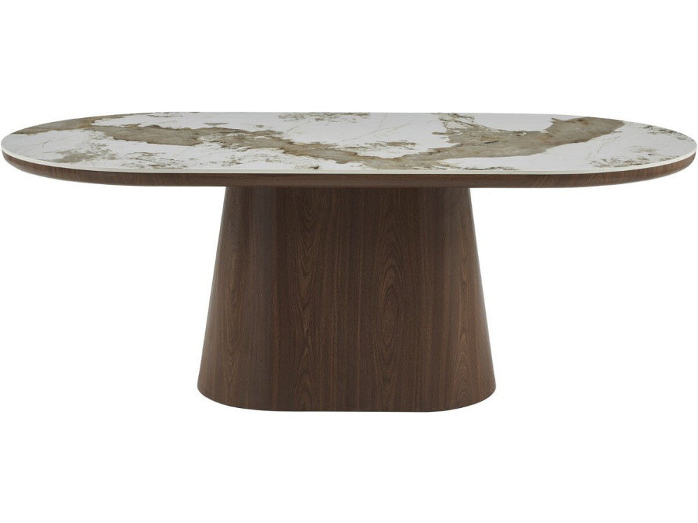 Table à manger ovale en céramique pandora "Bellagio" - 8 places - Beige