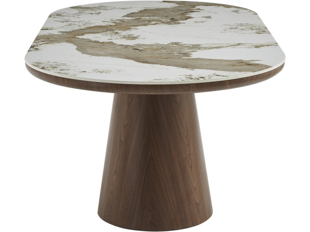 Table à manger ovale en céramique pandora "Bellagio" - 8 places - Beige
