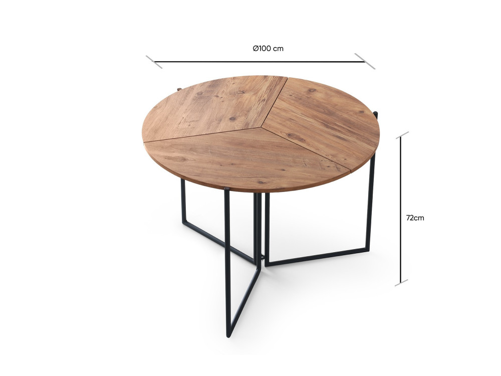 Table à manger en bois "Yaprak" - 100 x 100 x 72 cm - Pin atlantique