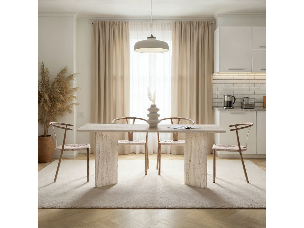 Table à manger en bois "Linza" 180 x 90 x 75 cm - Travertin