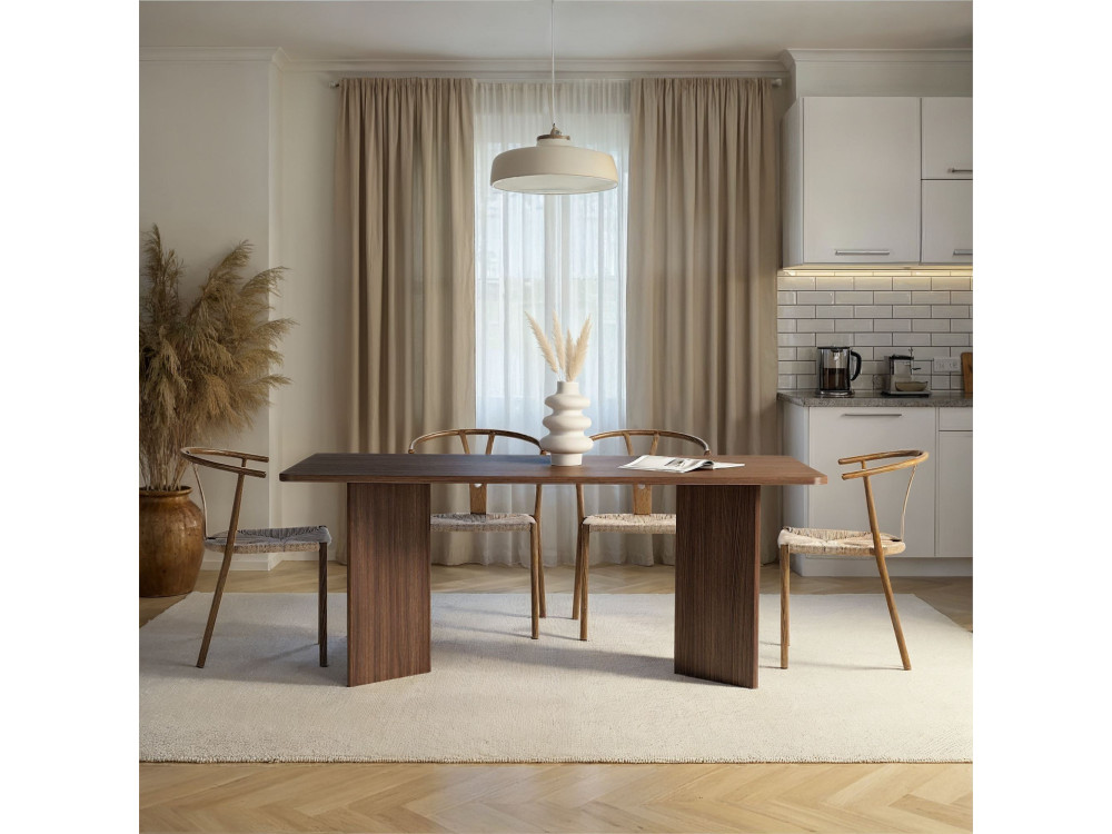Table à manger en bois "Linza" 180 x 90 x 75 cm - Noyer