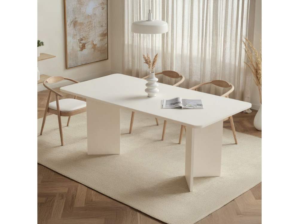 Table à manger en bois "Linza" 180 x 90 x 75 cm - Blanc de bois