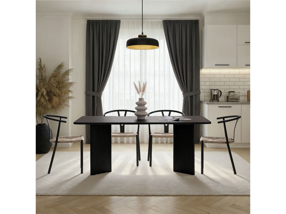 Table à manger en bois "Linza" 180 x 90 x 75 cm - Bois Noir