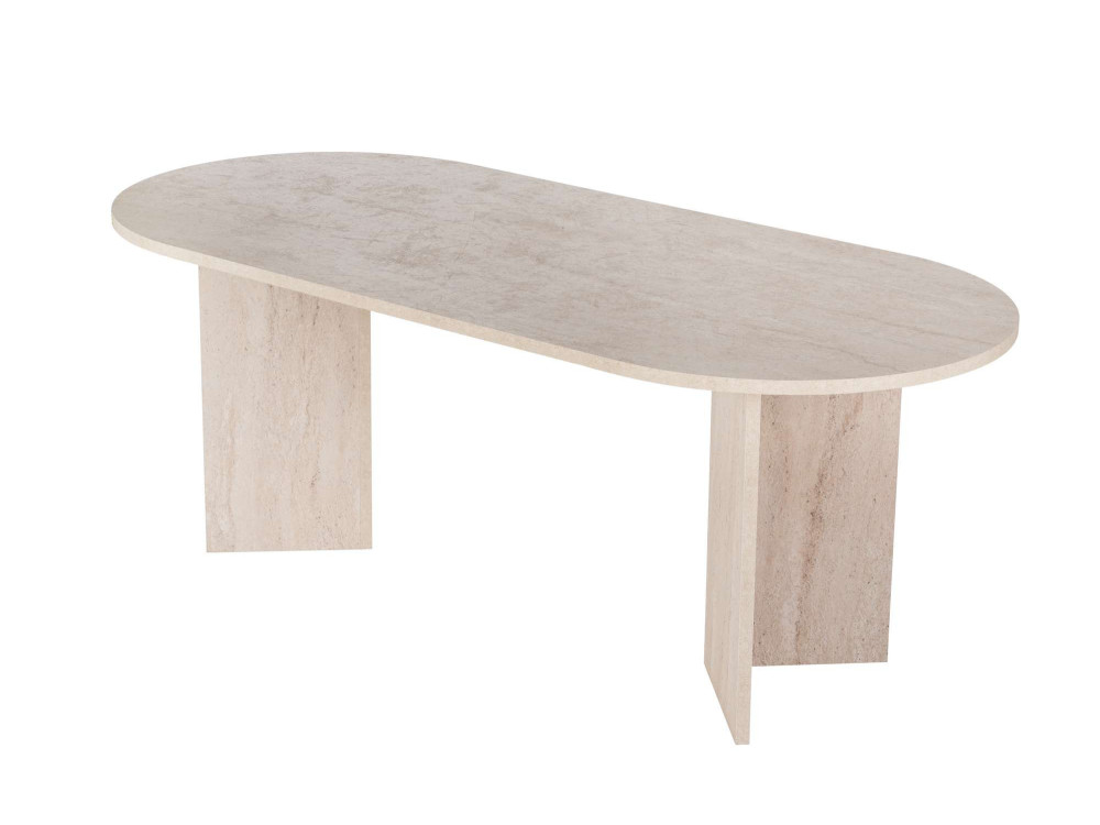 Table à manger en bois "Sabella" 200 x 90 x 75 cm - Travertin