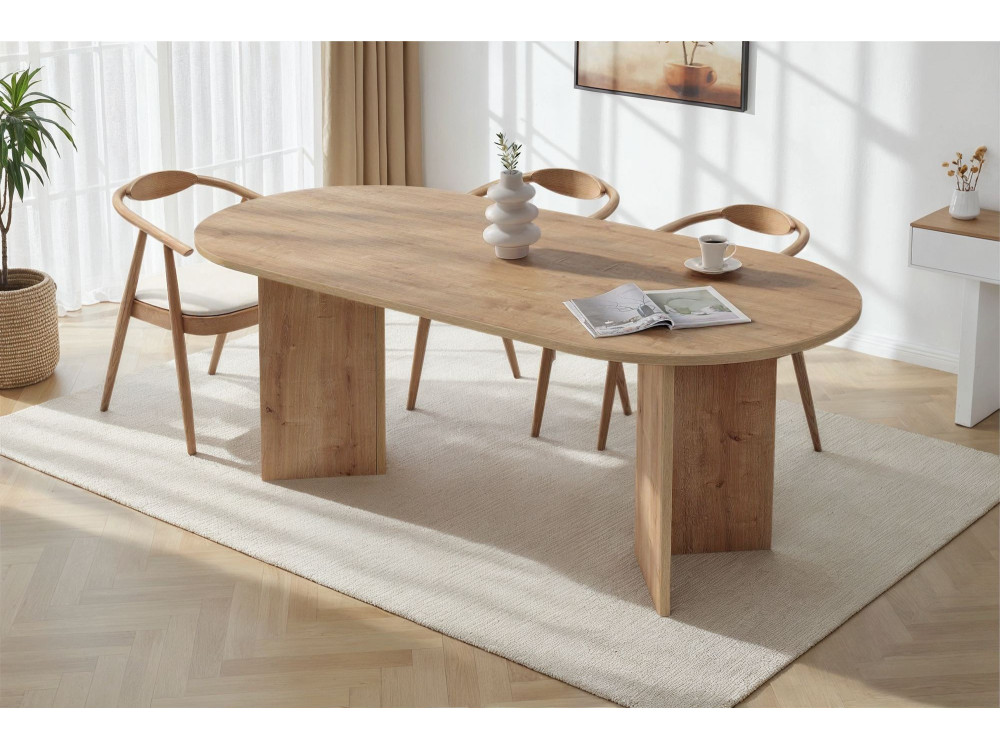 Table à manger en bois "Sabella" 200 x 90 x 75 cm - Chêne saphir
