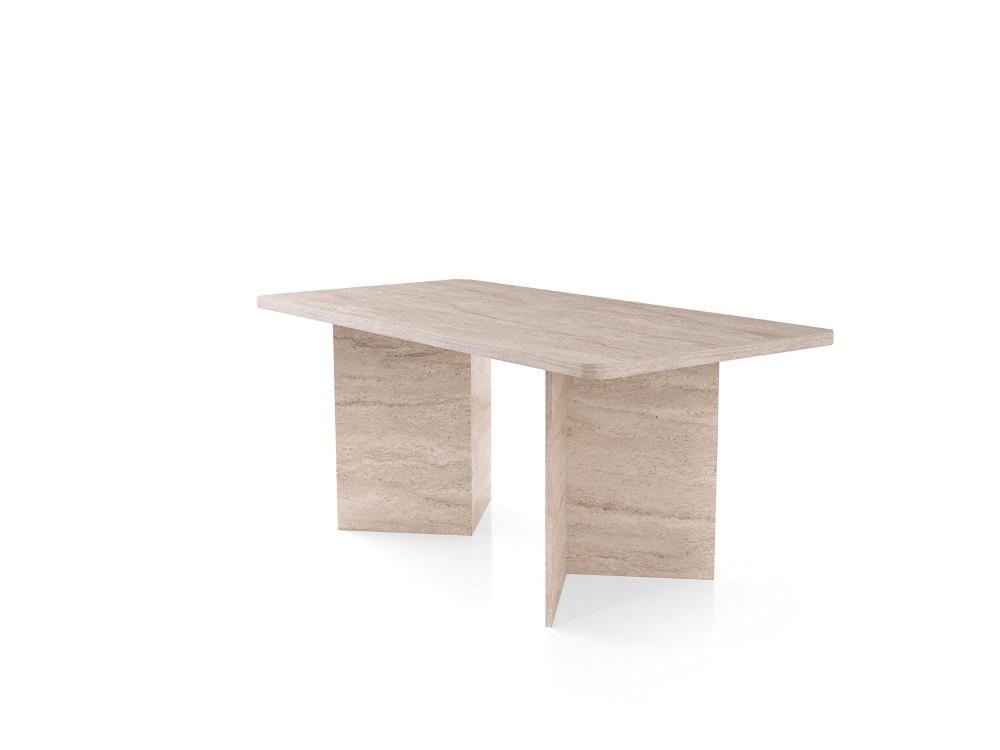 Table à manger en bois "Lizzard" 180 x 90 x 77 cm - Travertin