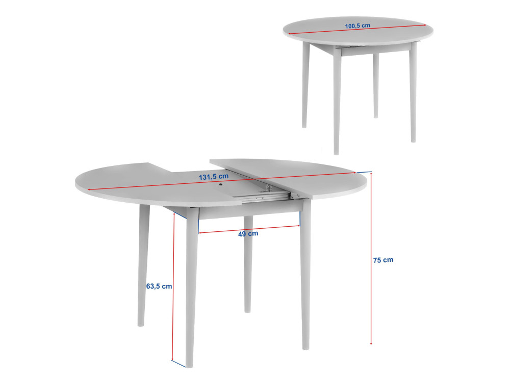 Table à manger extensible en bois "Viona" 100 x 100 x 75 cm - Travertin