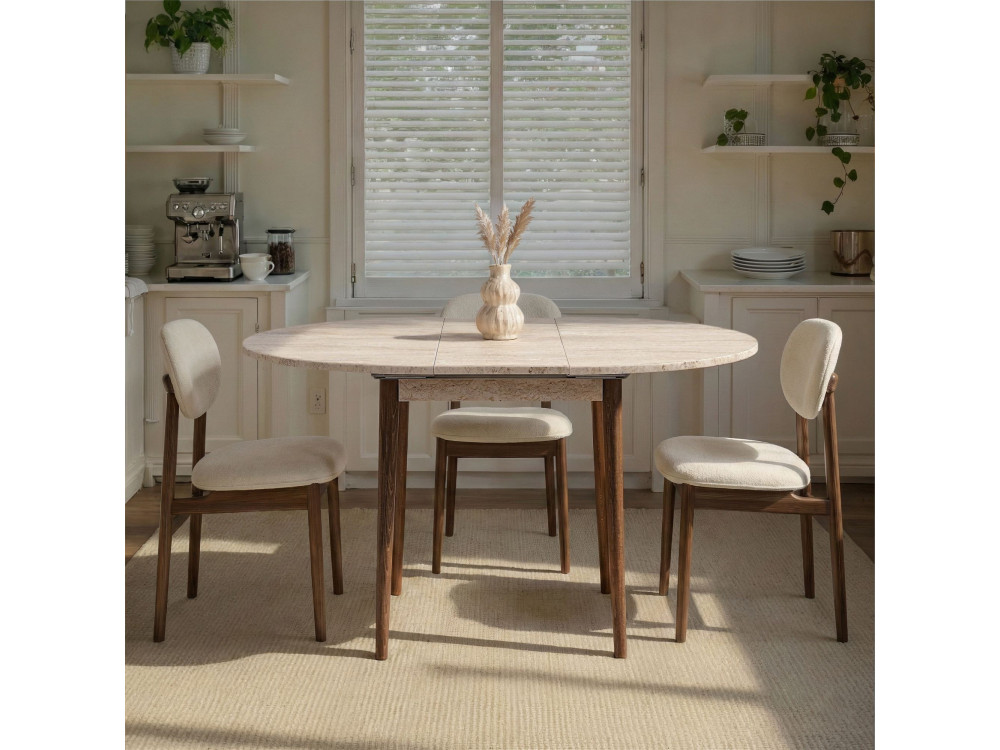 Table à manger extensible en bois "Viona" 100 x 100 x 75 cm - Travertin