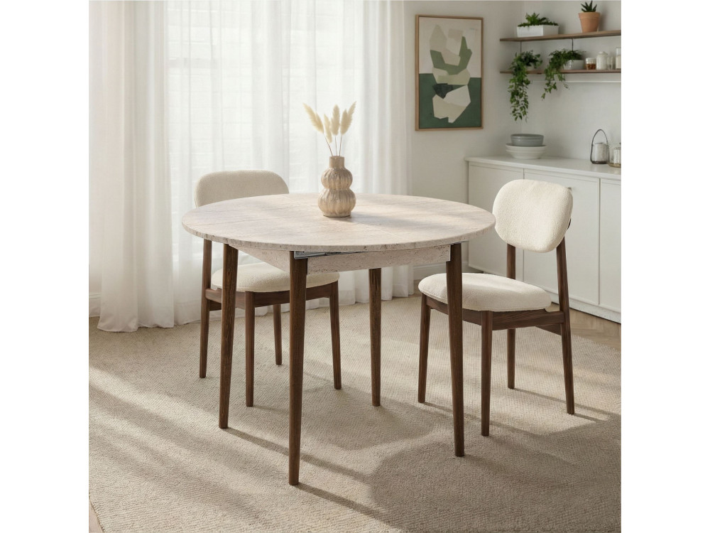 Table à manger extensible en bois "Viona" 100 x 100 x 75 cm - Travertin