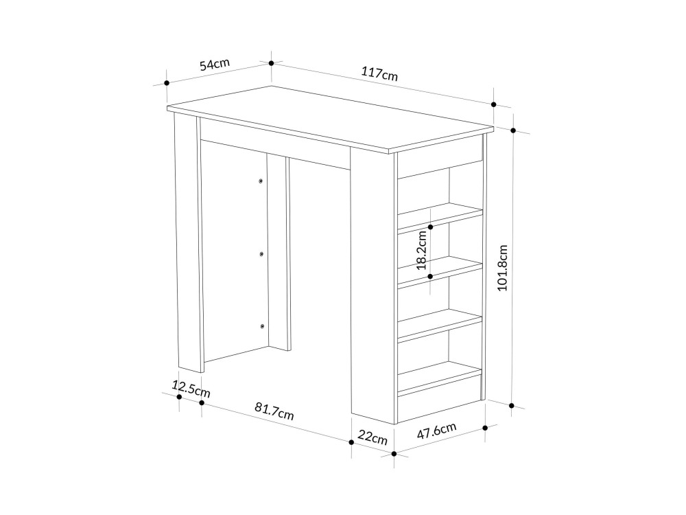 Table de bar en bois "Swallow" 117 x 54 x 102 cm - Bendir