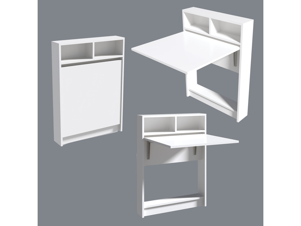 Table de repas pliable en bois "Bracked" - 70 x 15 x 96 cm - Blanc
