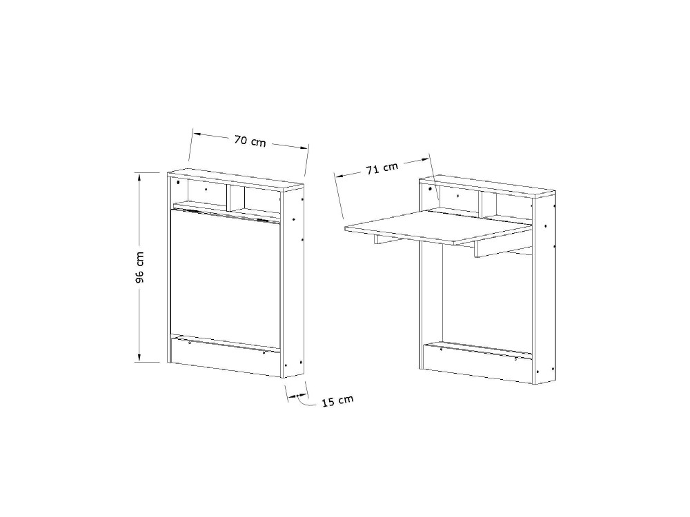Table de repas pliable en bois "Bracked" - 70 x 15 x 96 cm - Blanc