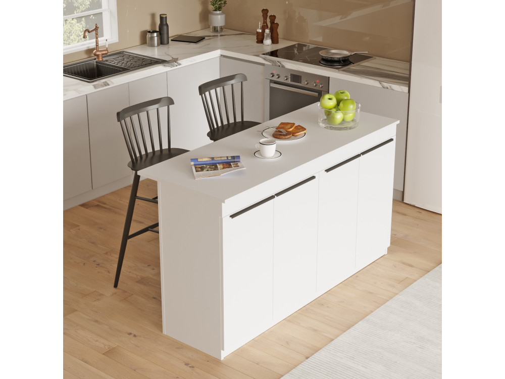 Table de cuisine en bois "Lark" - 160 x 60 x 90 cm - Blanc