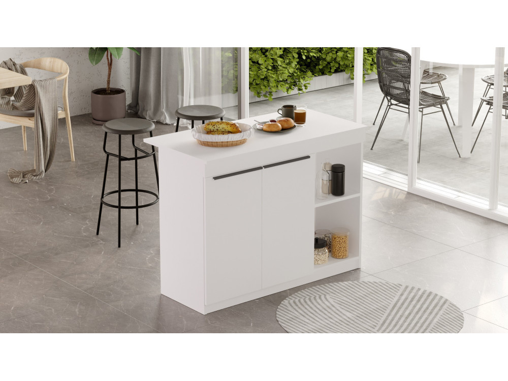 Table de cuisine en bois "Orlando" - 120 x 60 x 88 cm - Blanc