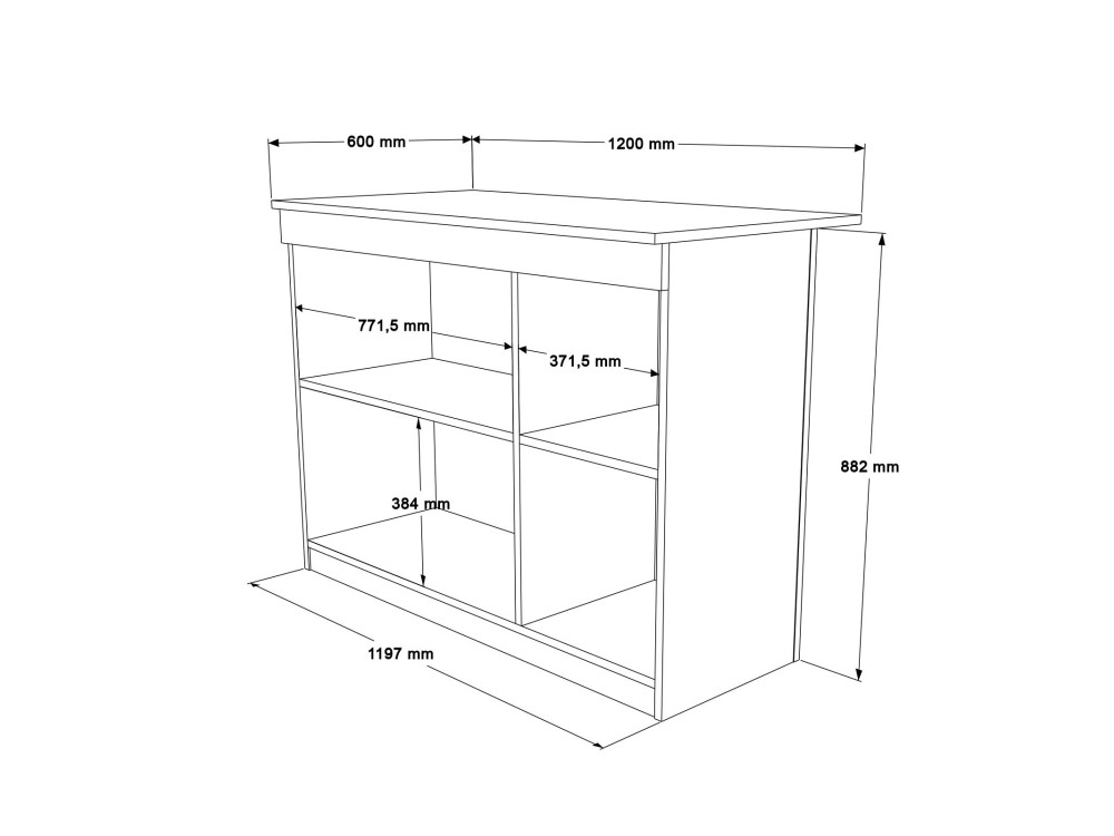 Table de cuisine en bois "Orlando" - 120 x 60 x 88 cm - Blanc