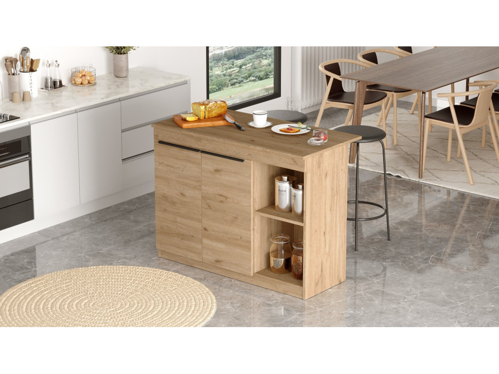 Table de cuisine en bois "Siven" - 120 x 60 x 88 cm - Marron