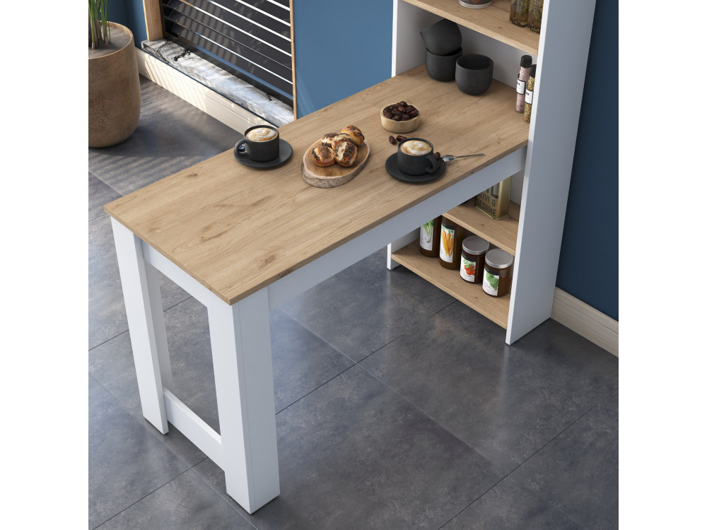 Table de repas avec étagères en bois "Jong" - 120 x 54 x 154 cm - Marron
