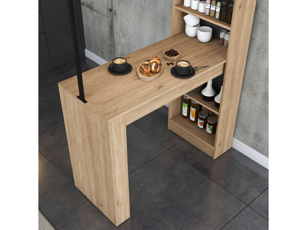 Table de repas avec étagères en bois "Jacob" - 120 x 56 x 199 cm - Marron