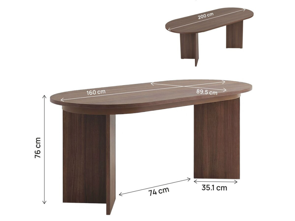 Table repas extensible en bois 160/200 cm "Sorell" - 8 places - Marron