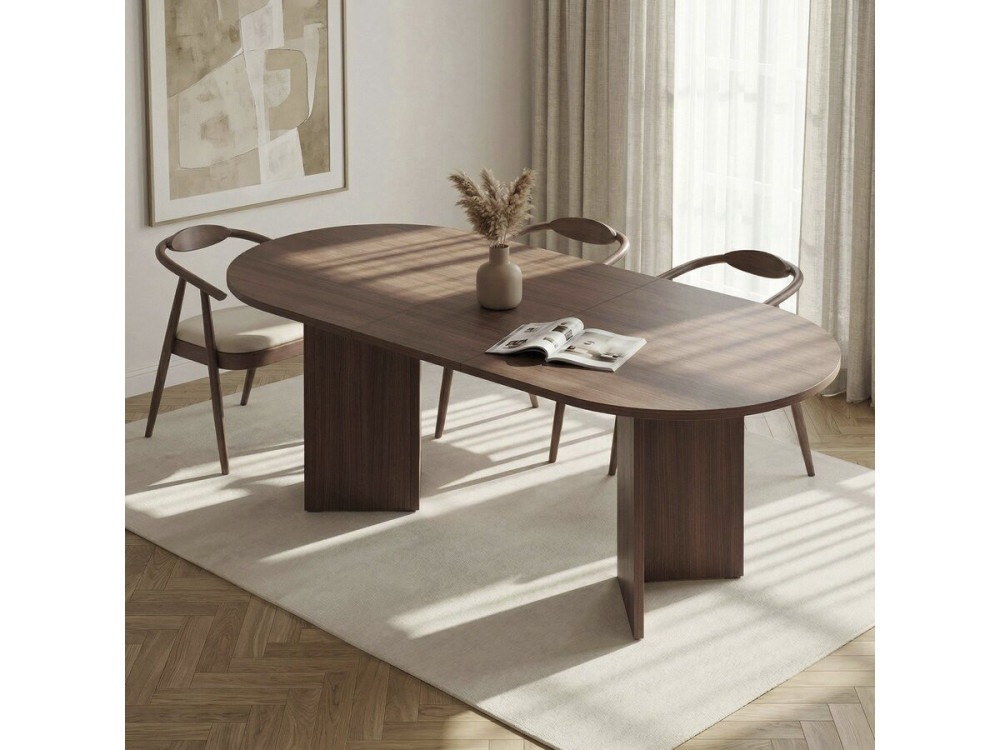 Table repas extensible en bois 160/200 cm "Sorell" - 8 places - Marron