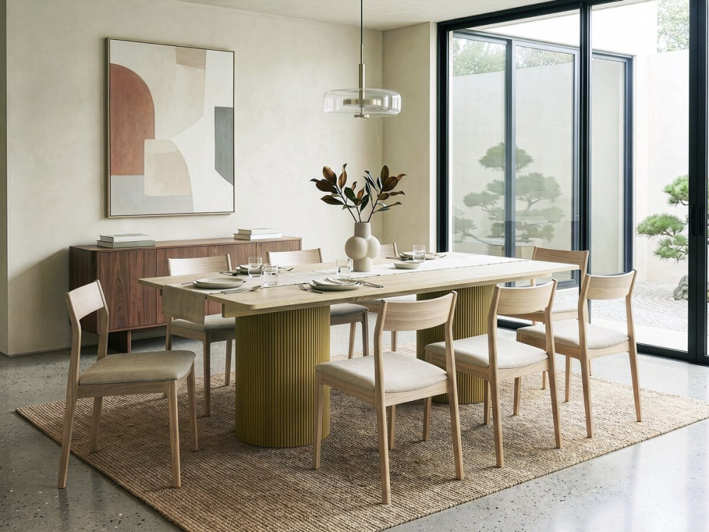 Table à manger ovale en bois "Zénith" - 180 cm - 8 places - Beige