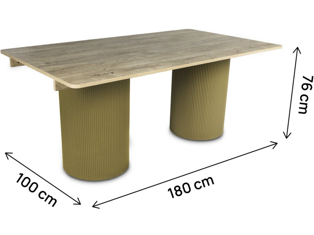 Table à manger ovale en bois "Zénith" - 180 cm - 8 places - Beige