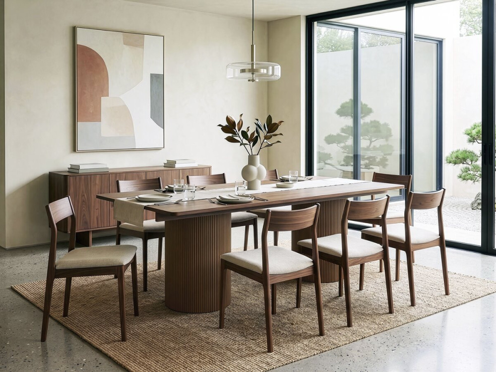 Table à manger ovale en bois "Zénith" - 180 cm - 8 places - Marron
