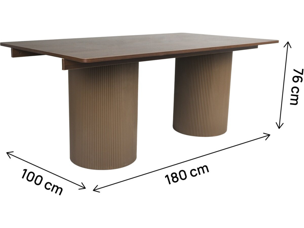 Table à manger ovale en bois "Zénith" - 180 cm - 8 places - Marron