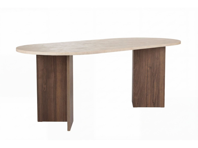 Table à manger en bois "Sabella" - 200 x 90 x 75 cm - Travertin