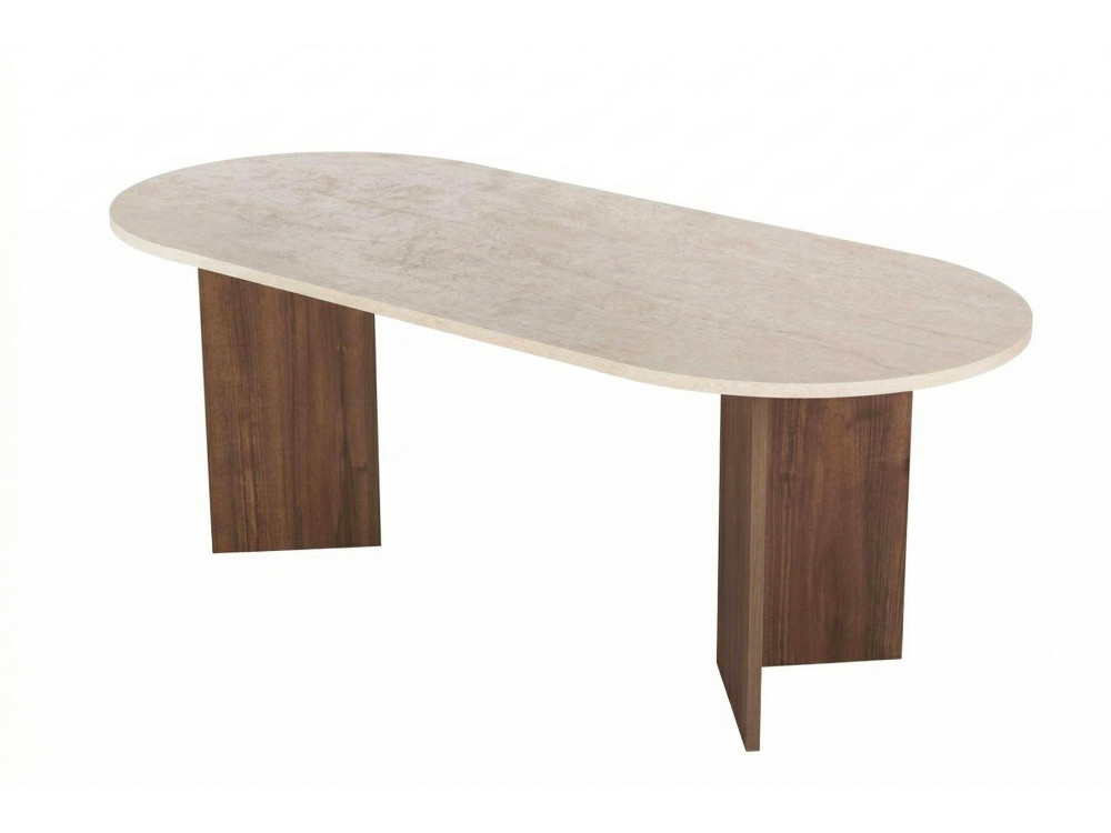 Table à manger en bois "Sabella" - 200 x 90 x 75 cm - Travertin