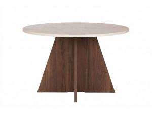Table à manger en bois "Virella" - 120 x 120 x 75 cm - Travertin
