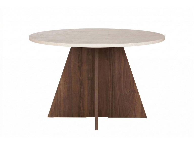 Table à manger en bois "Virella" - 120 x 120 x 75 cm - Travertin