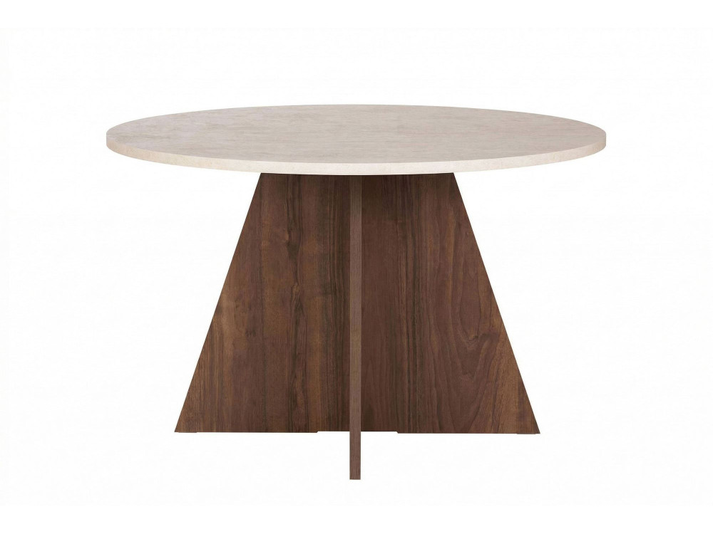 Table à manger en bois "Virella" - 120 x 120 x 75 cm - Travertin