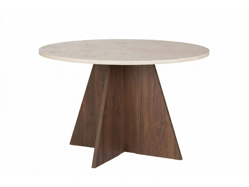 Table à manger en bois "Virella" - 120 x 120 x 75 cm - Travertin