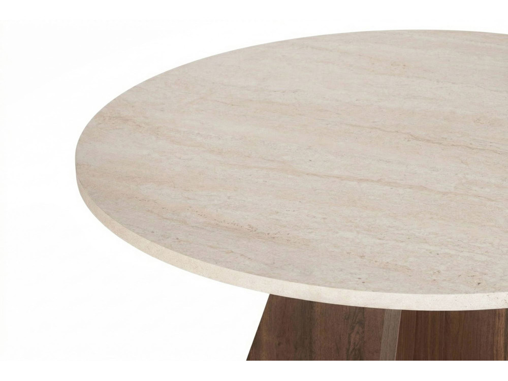 Table à manger en bois "Virella" - 120 x 120 x 75 cm - Travertin