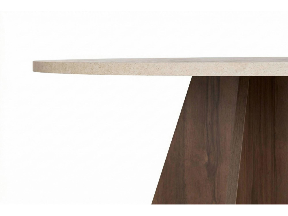Table à manger en bois "Virella" - 120 x 120 x 75 cm - Travertin