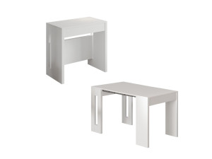 Table repas extensible en bois "Nivo" - 80 x 44 x 76 cm - Blanc