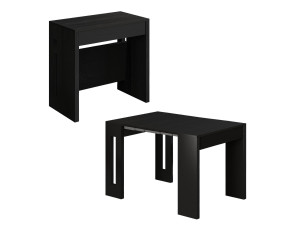 Table repas extensible en bois "Nivo" - 80 x 44 x 76 cm - Noir